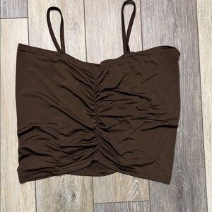 SHEIN Chocolate Brown Ruched Tank Top